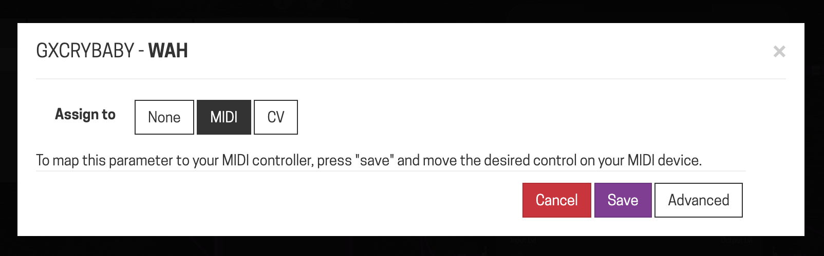 Clicking the parameter's modify button