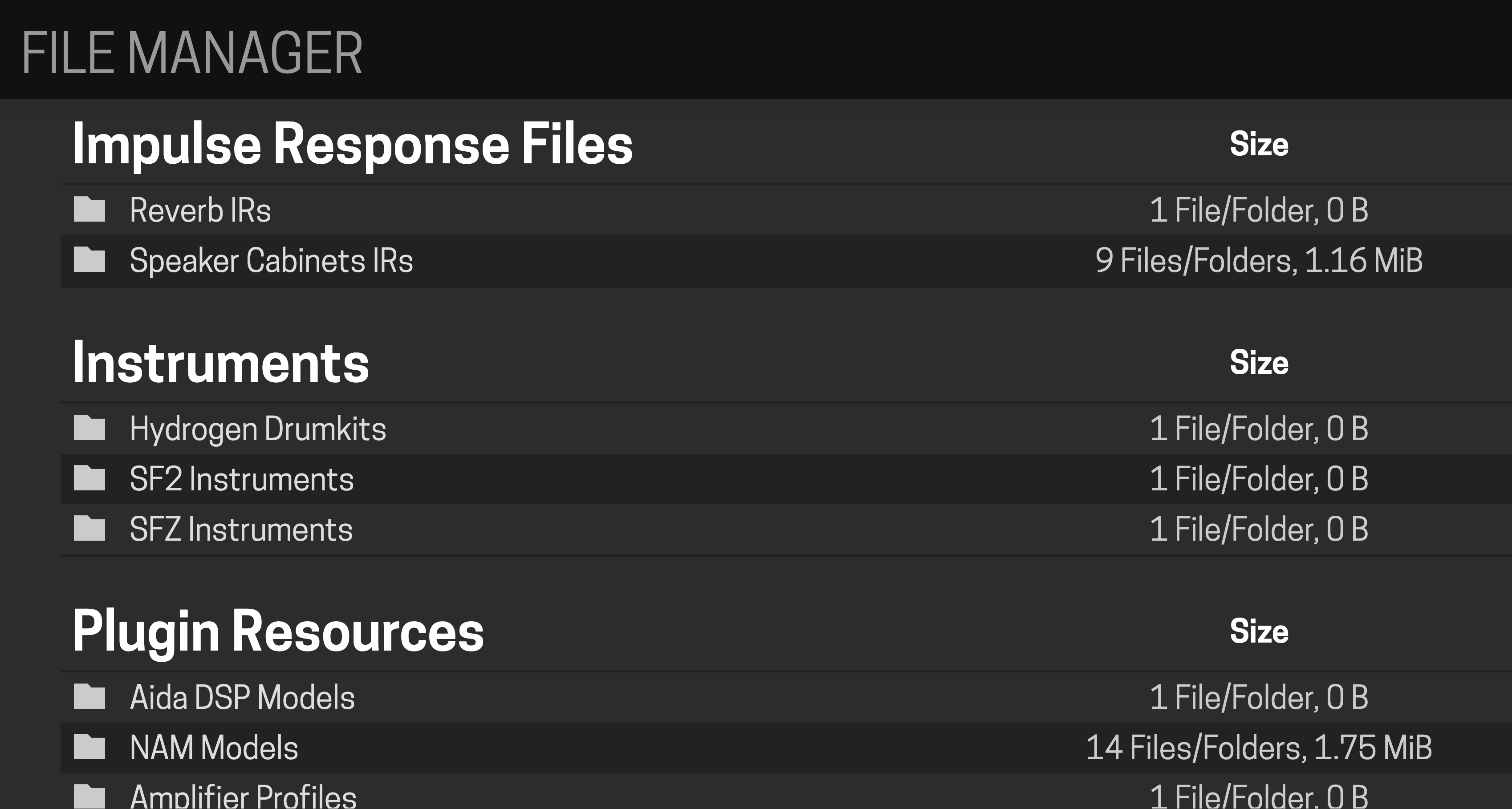 The MOD-UI file manager