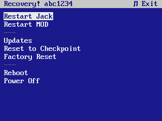 Recovery main menu