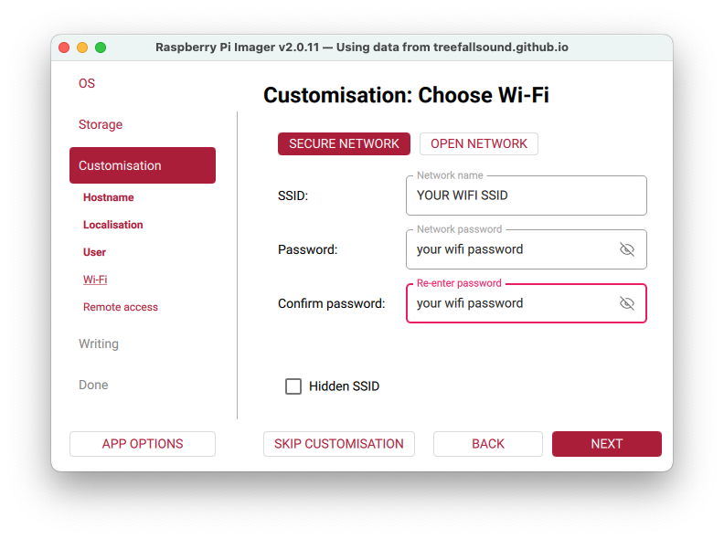 Wi-Fi dialog with examples shown