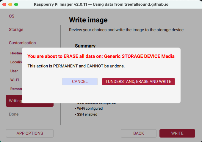 Write confirmation dialog